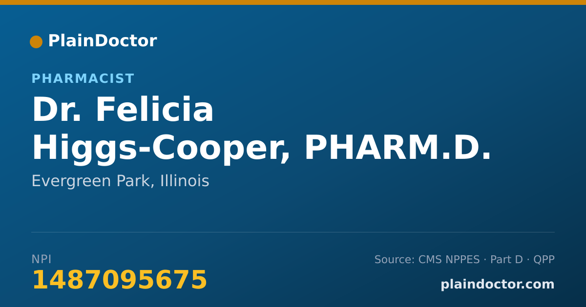 Shareable card for Felicia Higgs-Cooper, PHARM.D. - Pharmacist, Evergreen Park, IL