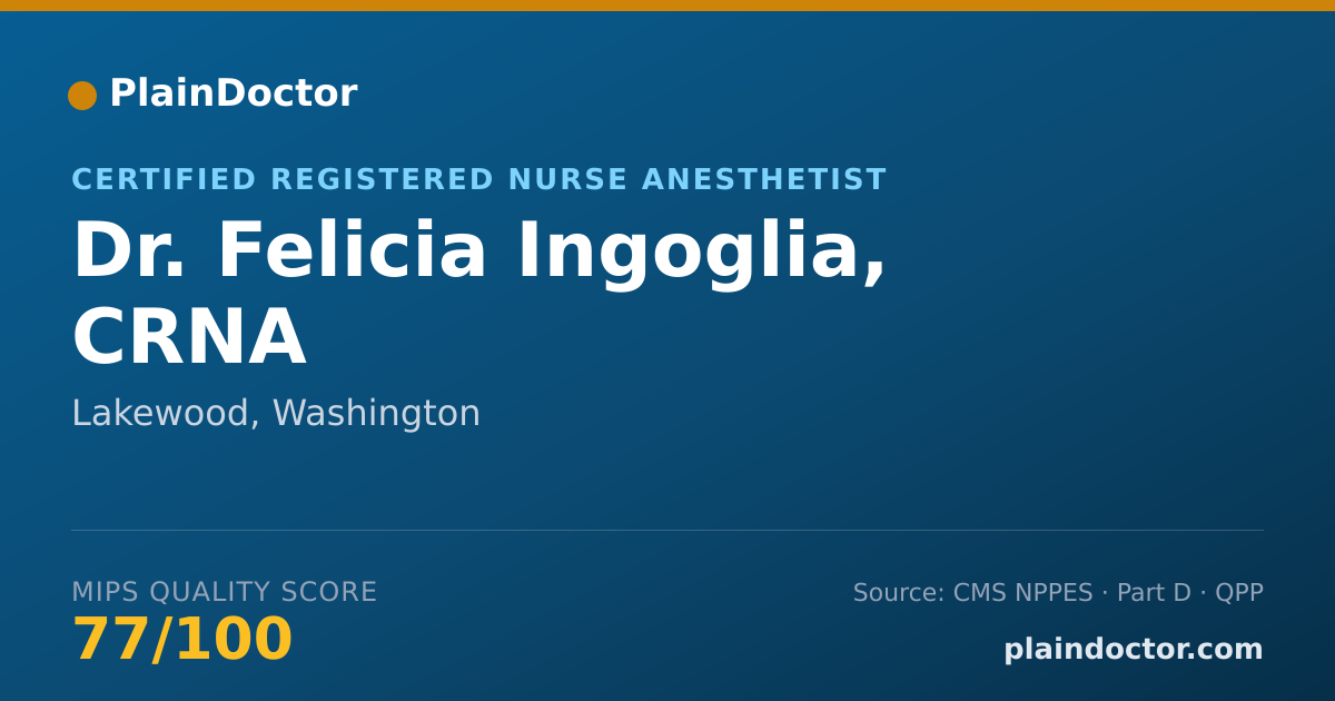 Shareable card for Felicia Ingoglia, CRNA - Certified Registered Nurse Anesthetist, Lakewood, WA