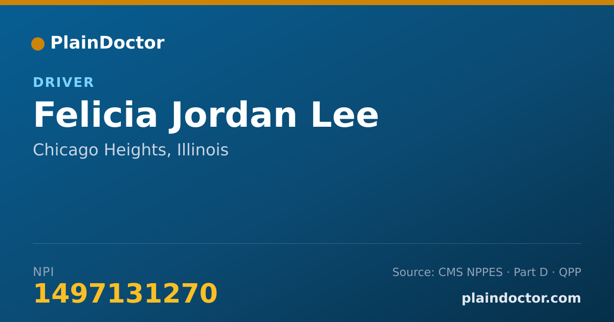 Shareable card for Felicia Jordan Lee - Driver, Chicago Heights, IL