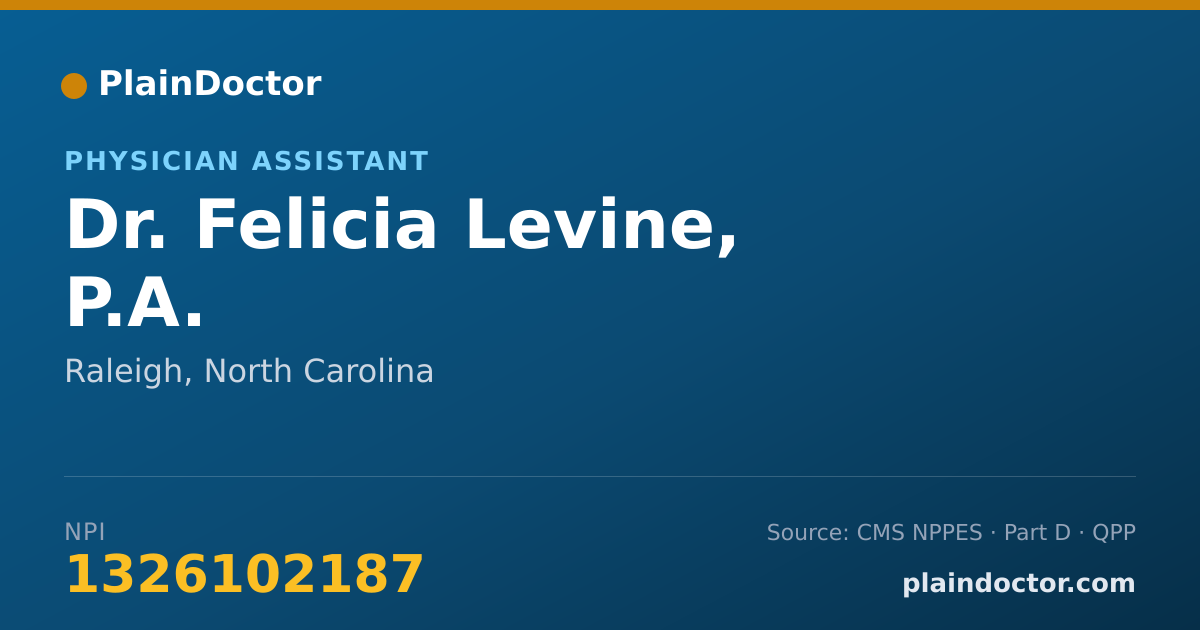 Shareable card for Felicia Levine, P.A. - Physician Assistant, Raleigh, NC