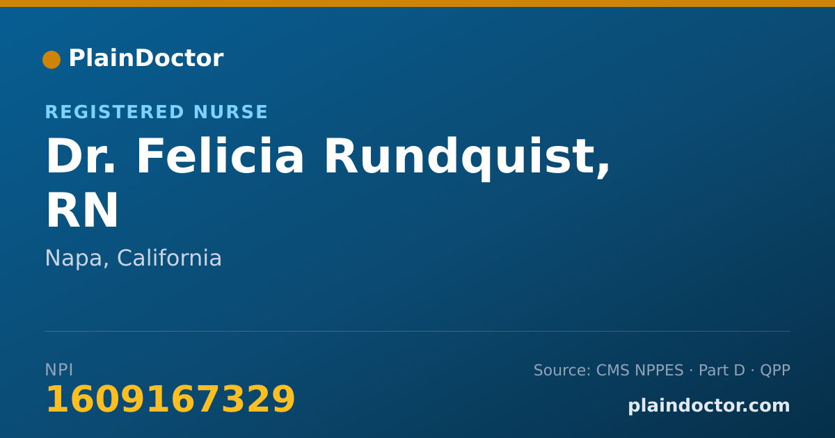 Shareable card for Felicia Rundquist, RN - Registered Nurse, Napa, CA