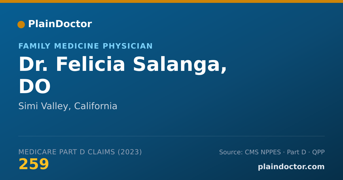 Shareable card for Felicia Salanga, DO - Family Medicine Physician, Simi Valley, CA