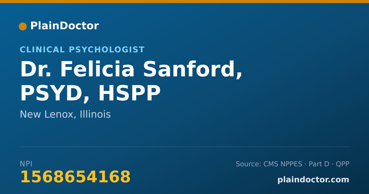 Shareable card for Felicia Sanford, PSYD, HSPP - Clinical Psychologist, New Lenox, IL