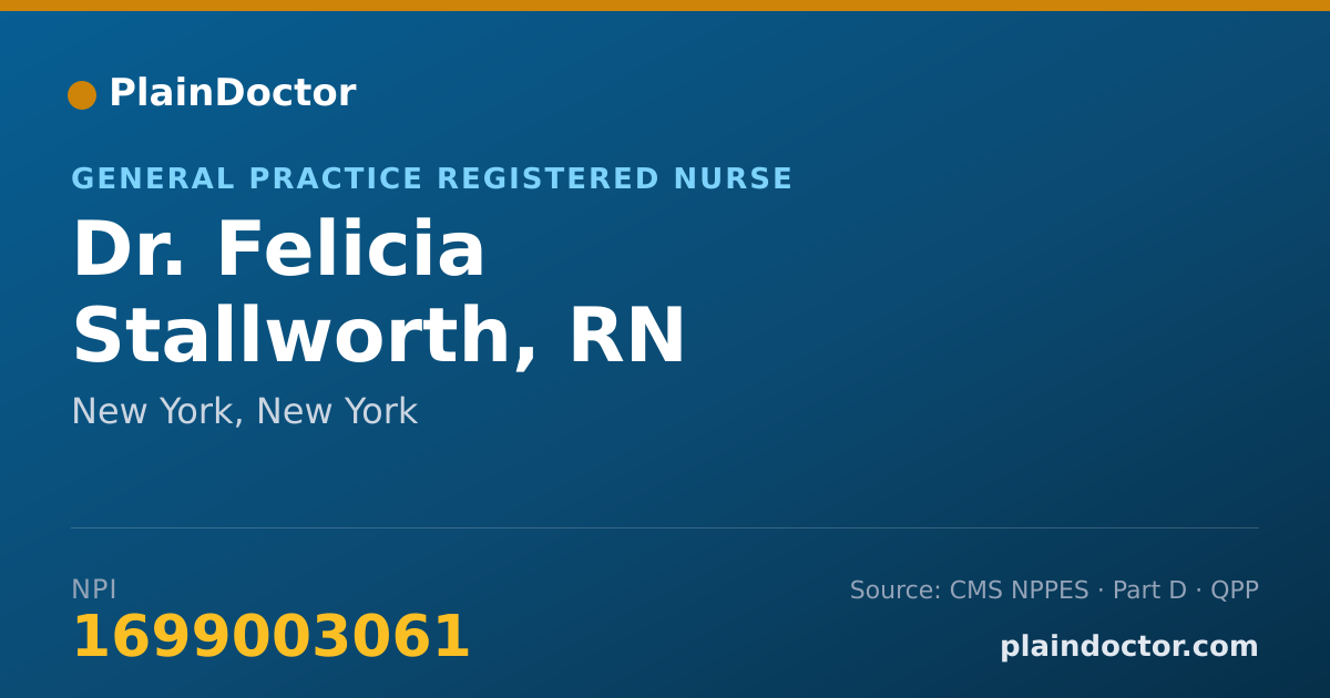 Shareable card for Felicia Stallworth, RN - General Practice Registered Nurse, New York, NY