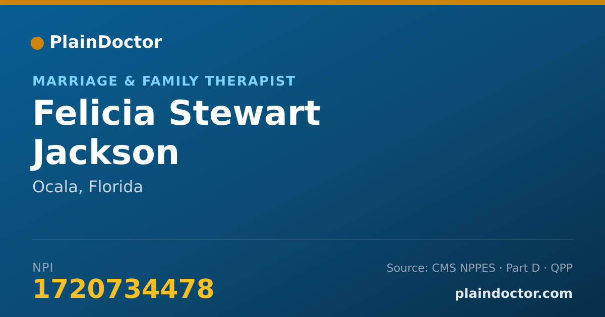 Shareable card for Felicia Stewart Jackson - Marriage & Family Therapist, Ocala, FL