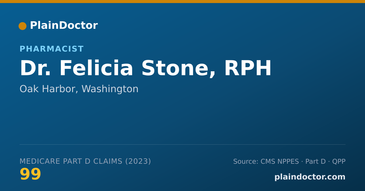 Shareable card for Felicia Stone, RPH - Pharmacist, Oak Harbor, WA