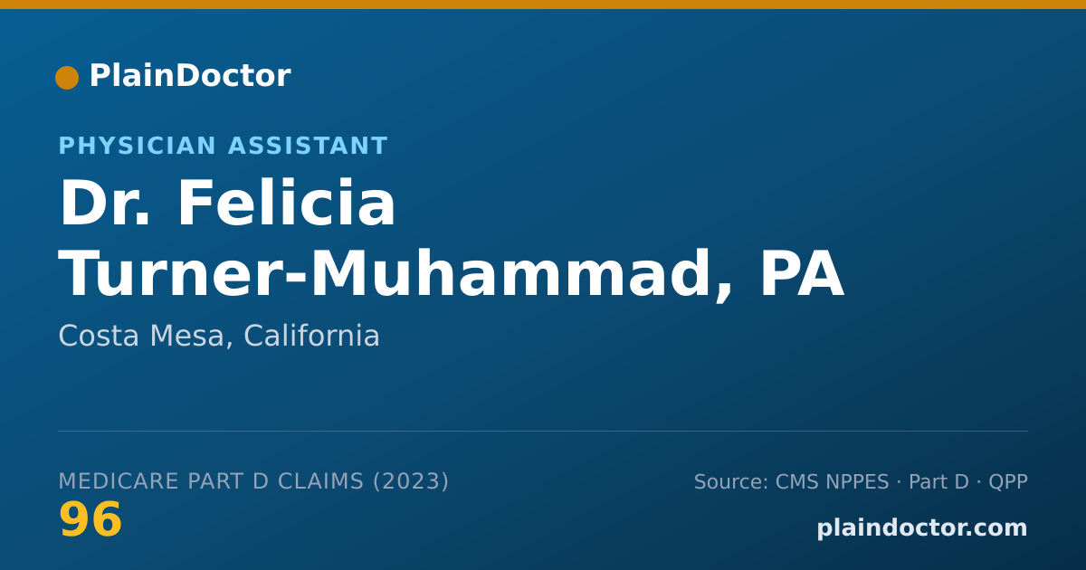 Shareable card for Felicia Turner-Muhammad, PA - Physician Assistant, Costa Mesa, CA