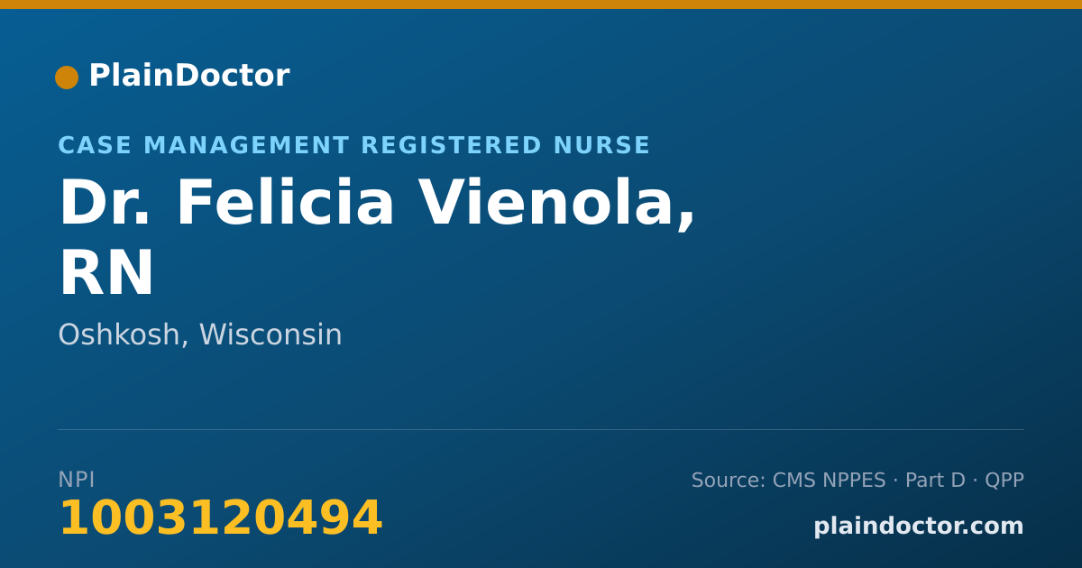 Shareable card for Felicia Vienola, RN - Case Management Registered Nurse, Oshkosh, WI
