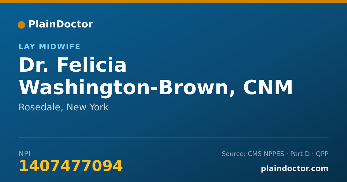Shareable card for Felicia Washington-Brown, CNM - Lay Midwife, Rosedale, NY