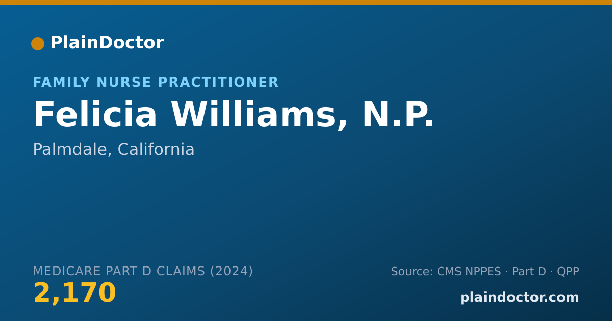 Shareable card for Felicia Williams, N.P. - Family Nurse Practitioner, Palmdale, CA