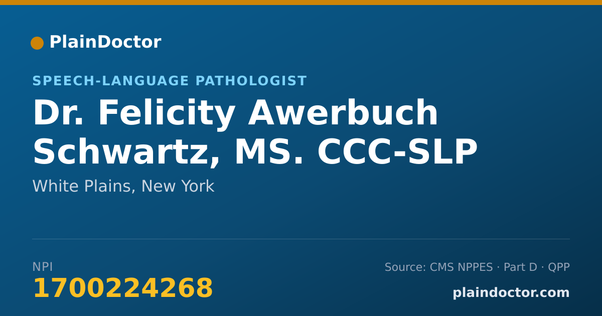 Shareable card for Felicity Awerbuch Schwartz, MS. CCC-SLP - Speech-Language Pathologist, White Plains, NY