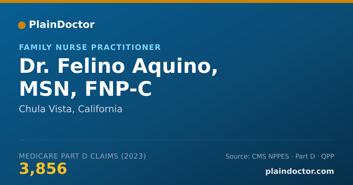 Shareable card for Felino Aquino, MSN, FNP-C - Family Nurse Practitioner, Chula Vista, CA