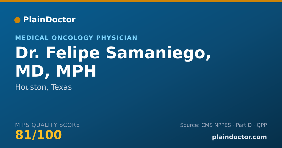 Shareable card for Felipe Samaniego, MD, MPH - Medical Oncology Physician, Houston, TX