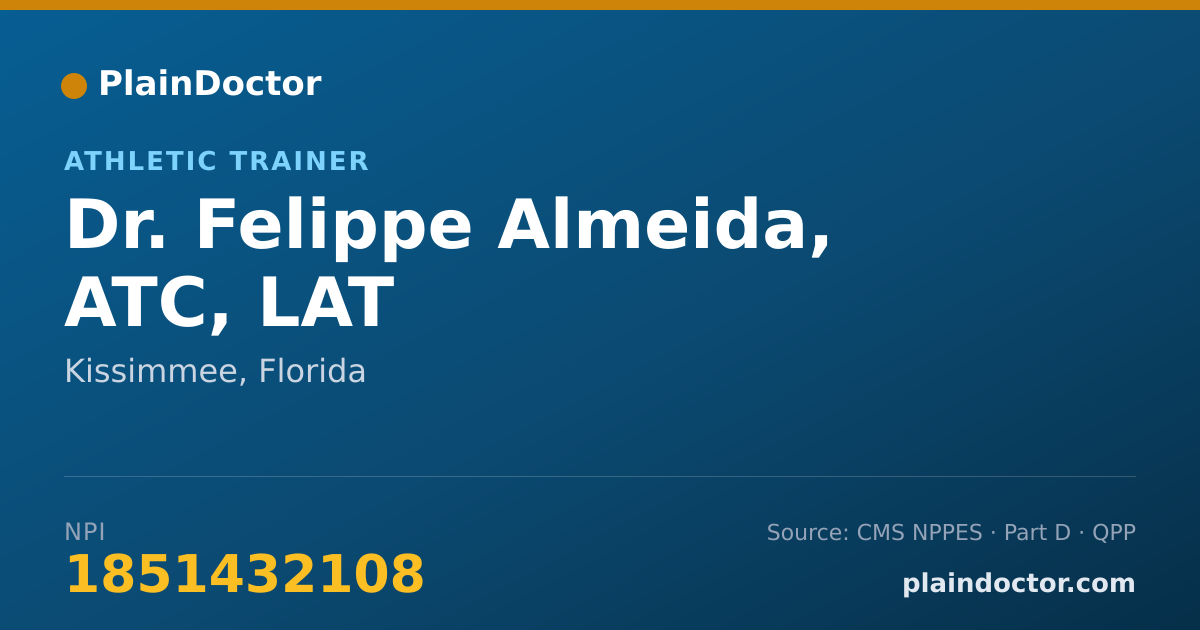 Shareable card for Felippe Almeida, ATC, LAT - Athletic Trainer, Kissimmee, FL