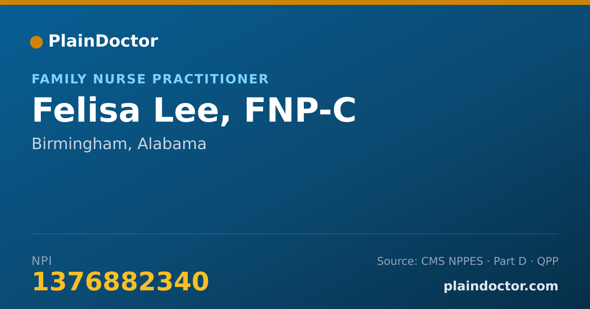 Shareable card for Felisa Lee, FNP-C - Family Nurse Practitioner, Birmingham, AL