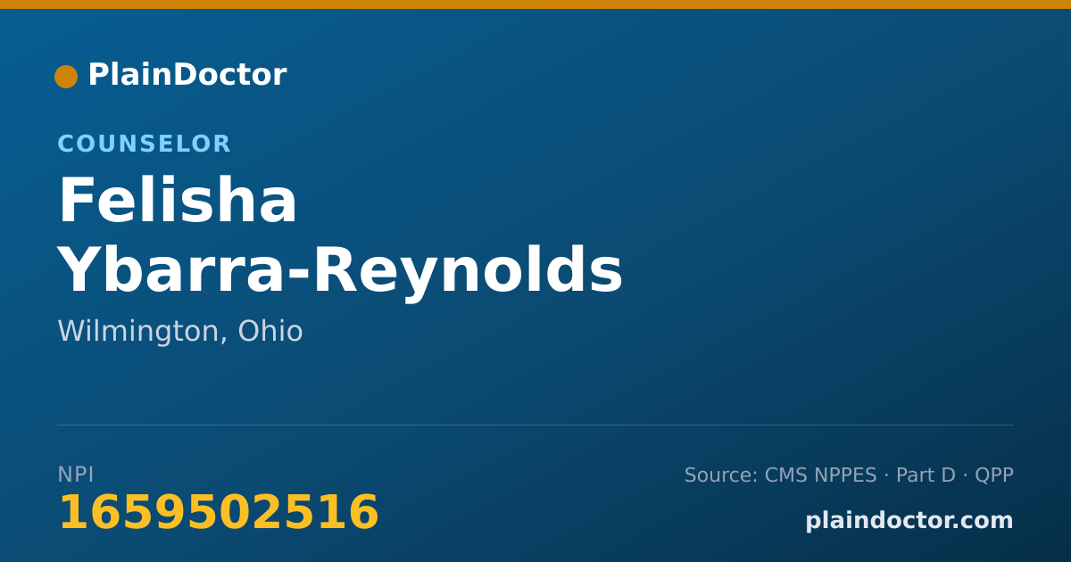 Shareable card for Felisha Ybarra-Reynolds - Counselor, Wilmington, OH