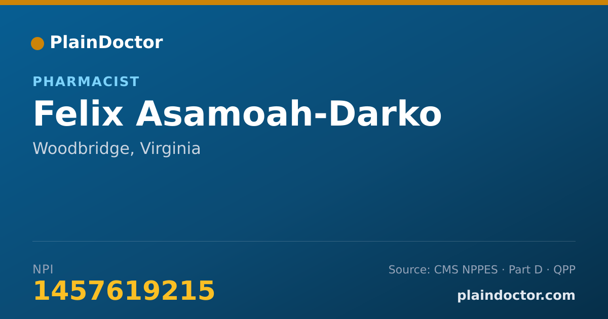Shareable card for Felix Asamoah-Darko - Pharmacist, Woodbridge, VA