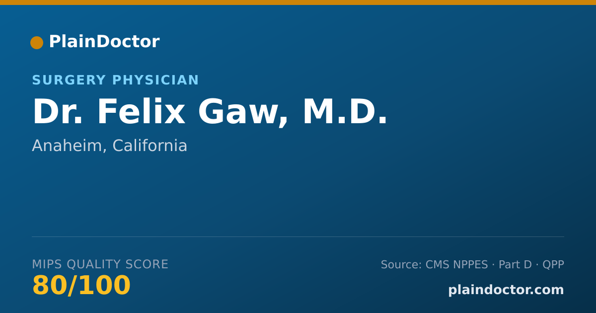 Shareable card for Felix Gaw, M.D. - Surgery Physician, Anaheim, CA