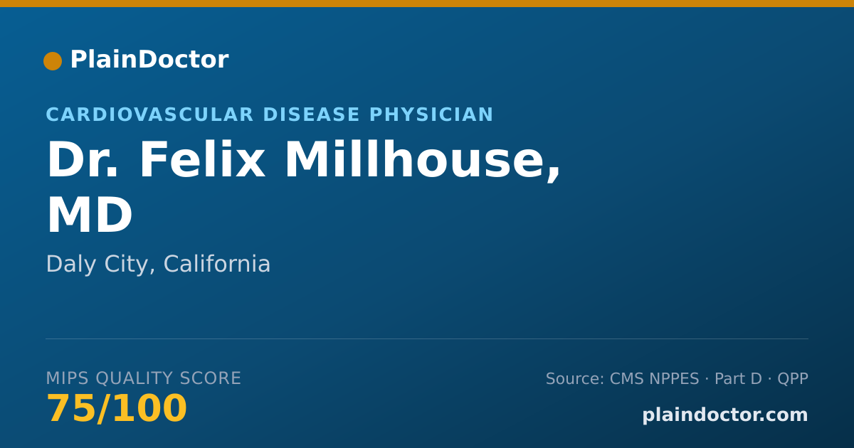 Shareable card for Felix Millhouse, MD - Cardiovascular Disease Physician, Daly City, CA