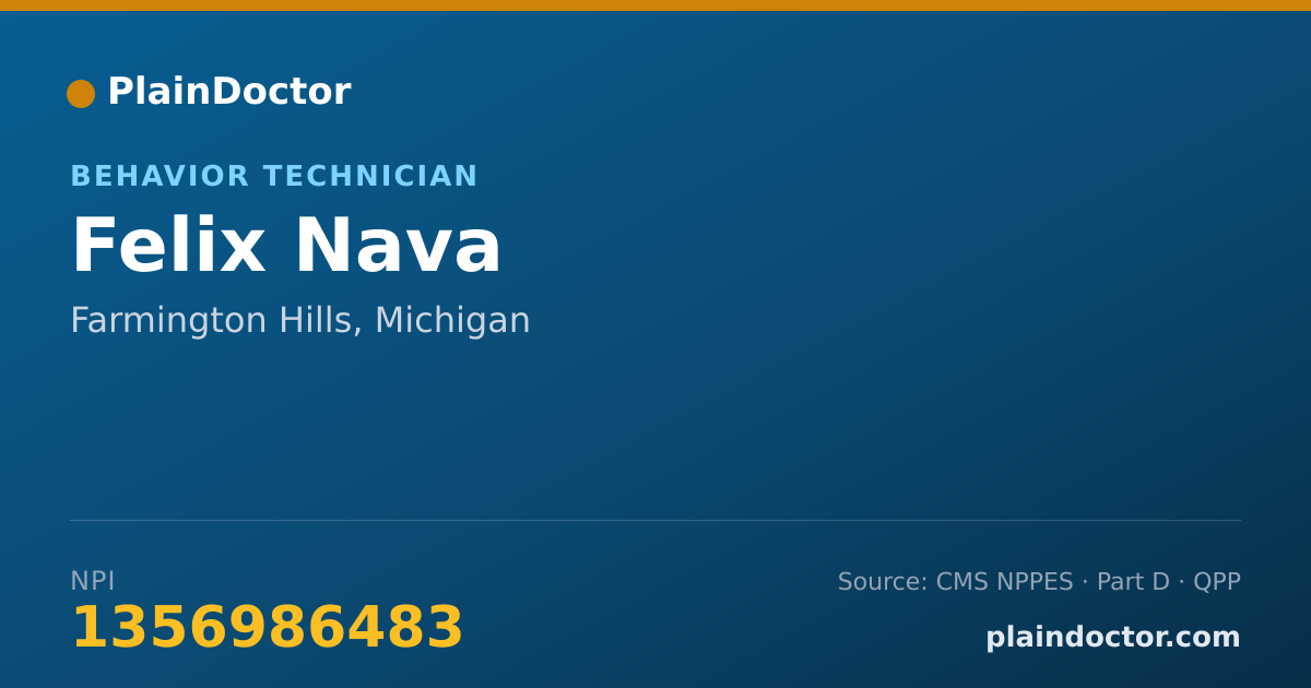 Shareable card for Felix Nava - Behavior Technician, Farmington Hills, MI