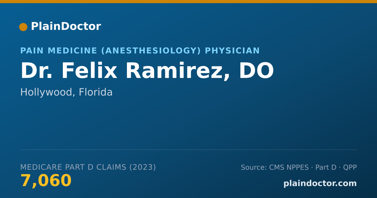 Shareable card for Felix Ramirez, DO - Pain Medicine (Anesthesiology) Physician, Hollywood, FL