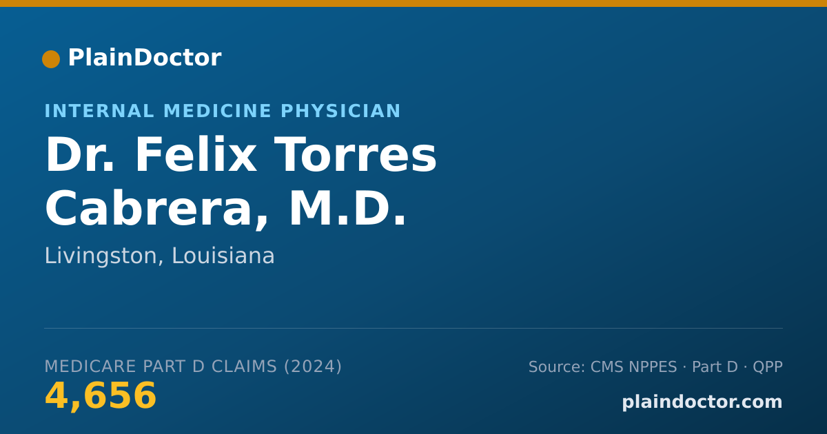 Shareable card for Felix Torres Cabrera, M.D. - Internal Medicine Physician, Livingston, LA