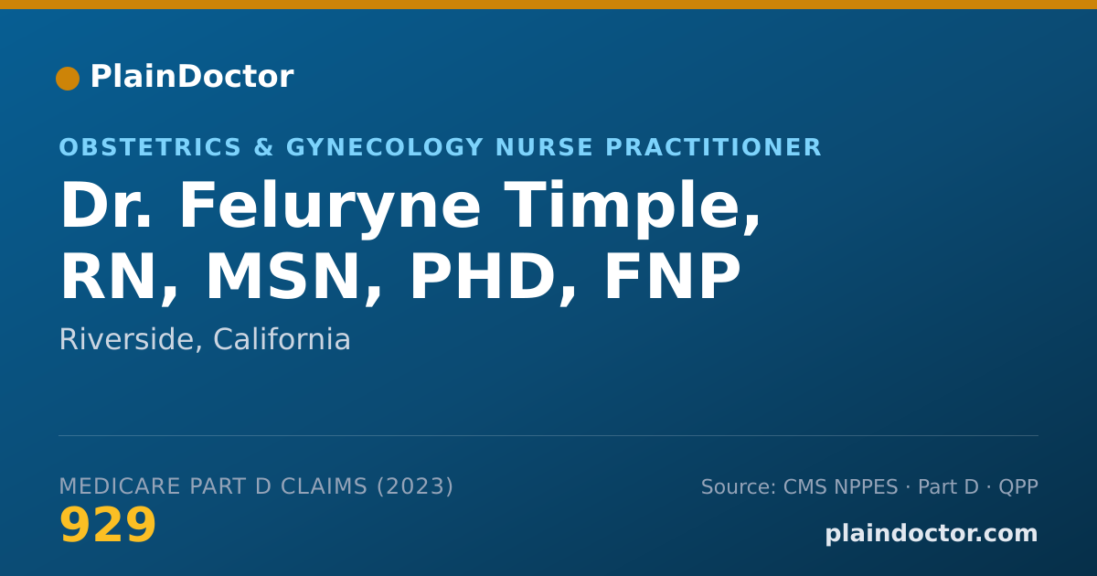Shareable card for Feluryne Timple, RN, MSN, PHD, FNP - Obstetrics & Gynecology Nurse Practitioner, Riverside, CA
