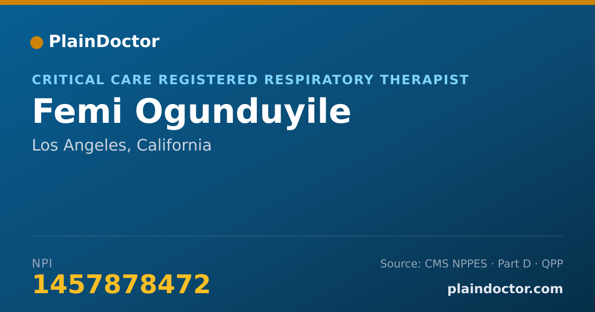 Shareable card for Femi Ogunduyile - Critical Care Registered Respiratory Therapist, Los Angeles, CA