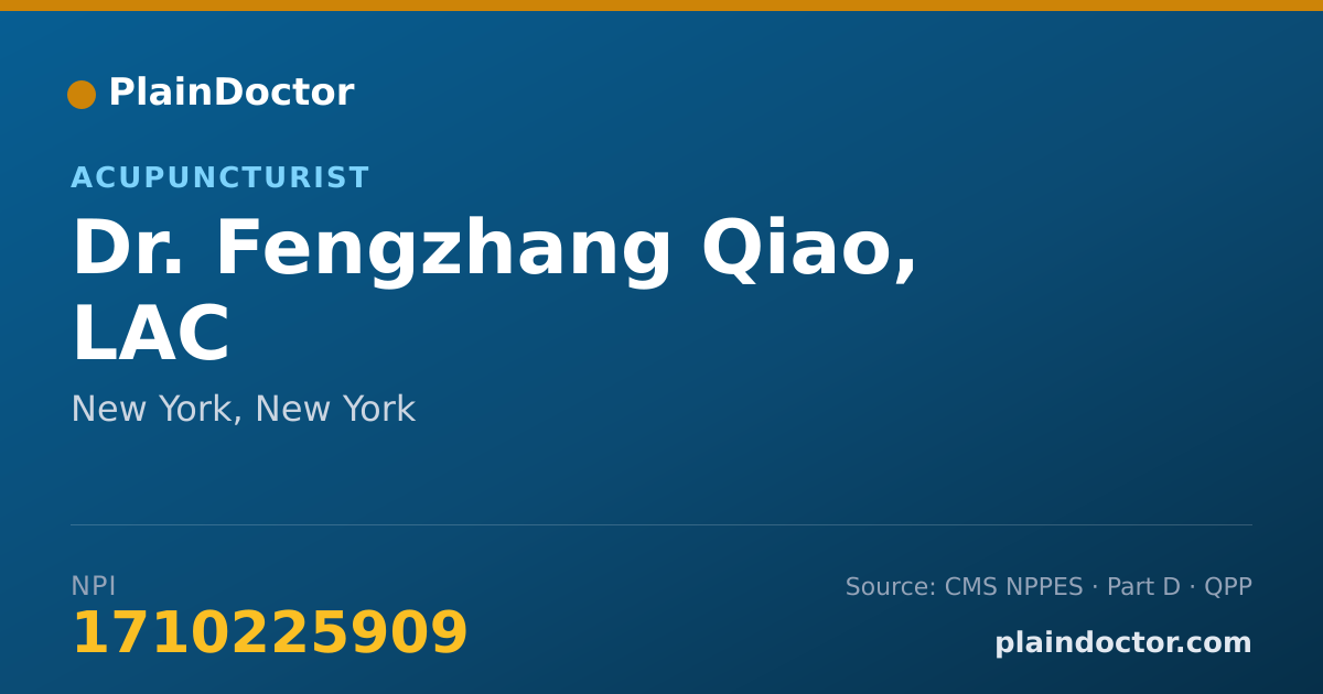 Shareable card for Fengzhang Qiao, LAC - Acupuncturist, New York, NY