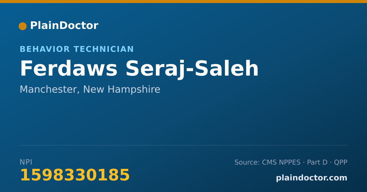 Shareable card for Ferdaws Seraj-Saleh - Behavior Technician, Manchester, NH