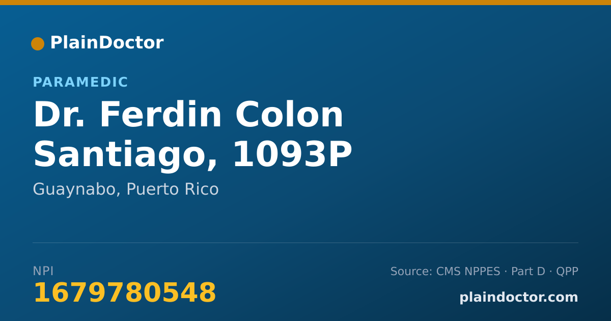 Shareable card for Ferdin Colon Santiago, 1093P - Paramedic, Guaynabo, PR