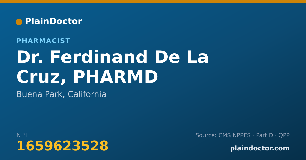 Shareable card for Ferdinand De La Cruz, PHARMD - Pharmacist, Buena Park, CA