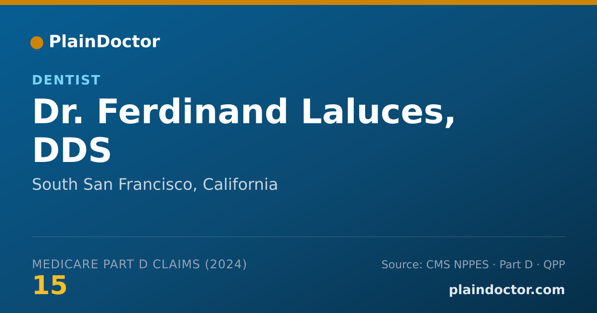 Shareable card for Ferdinand Laluces, DDS - Dentist, South San Francisco, CA