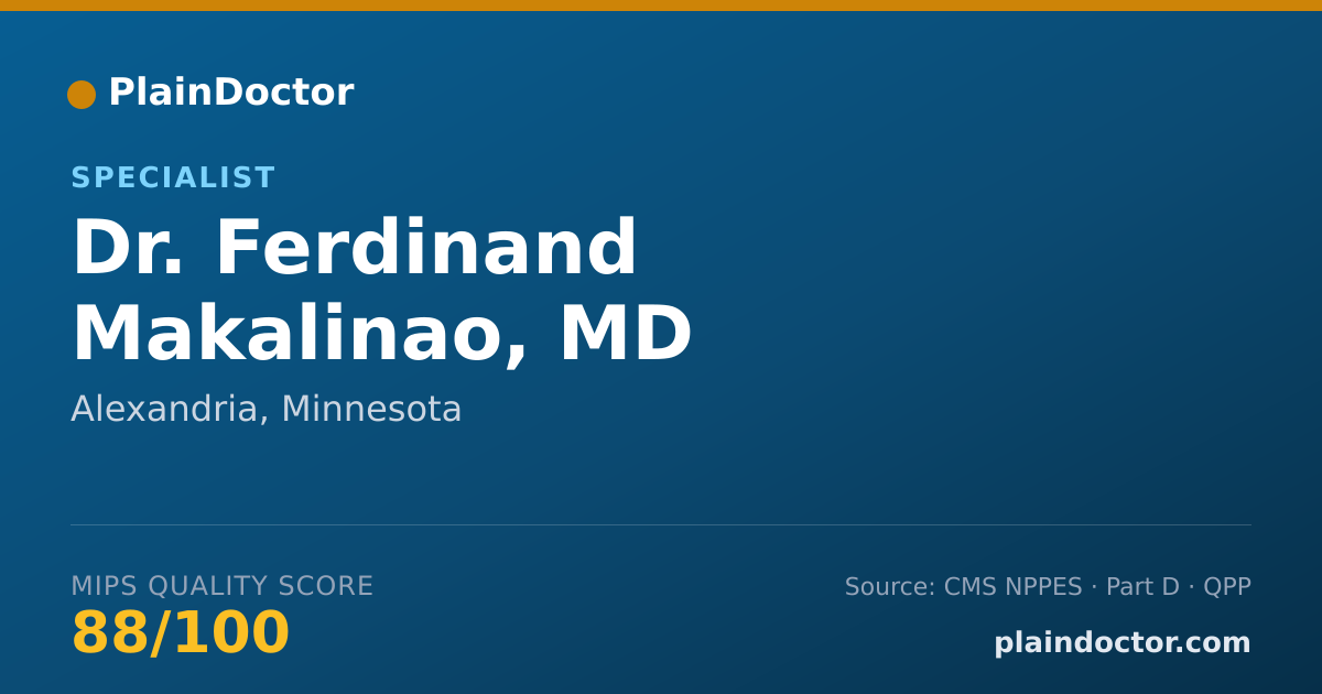 Shareable card for Ferdinand Makalinao, MD - Specialist, Alexandria, MN