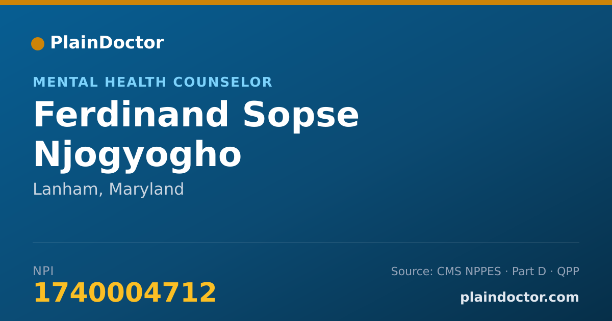 Shareable card for Ferdinand Sopse Njogyogho - Mental Health Counselor, Lanham, MD