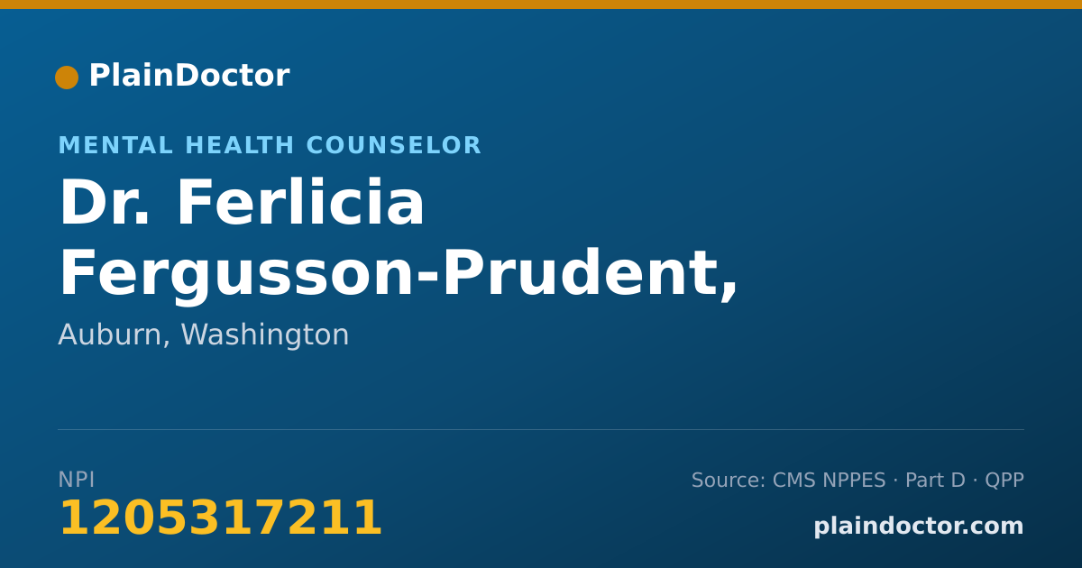 Shareable card for Ferlicia Fergusson-Prudent, PSYD, LMHC - Mental Health Counselor, Auburn, WA