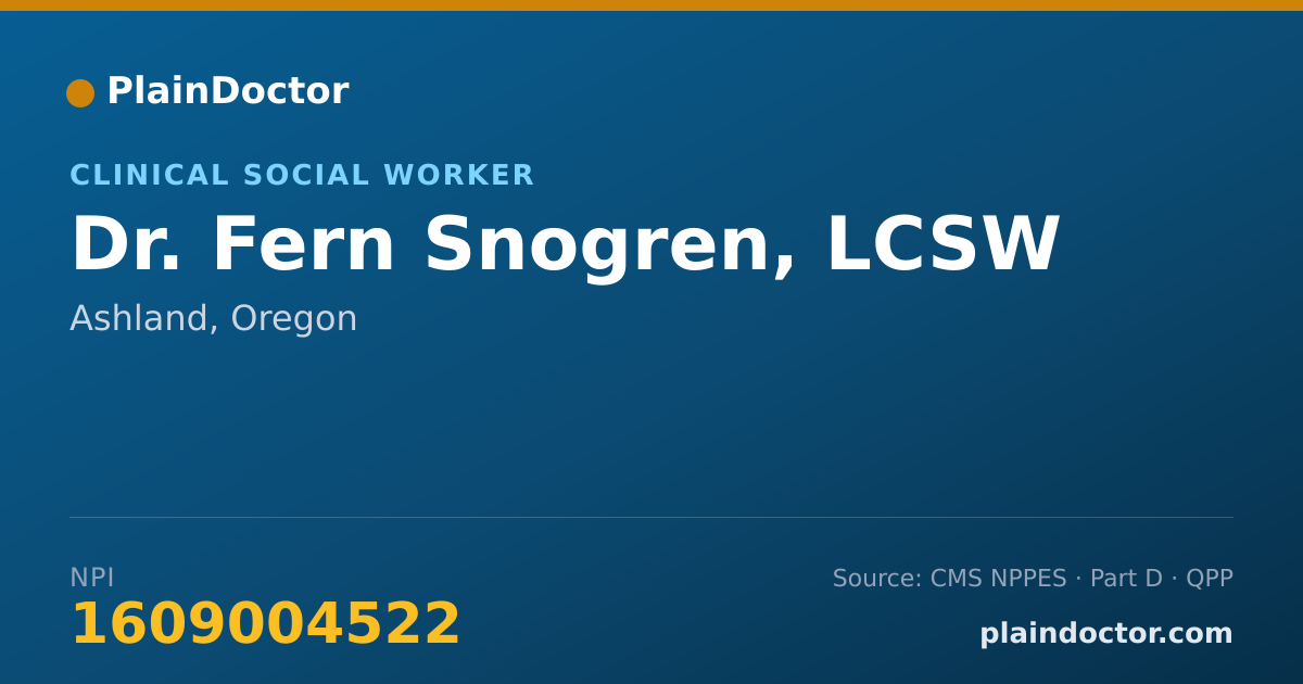Shareable card for Fern Snogren, LCSW - Clinical Social Worker, Ashland, OR