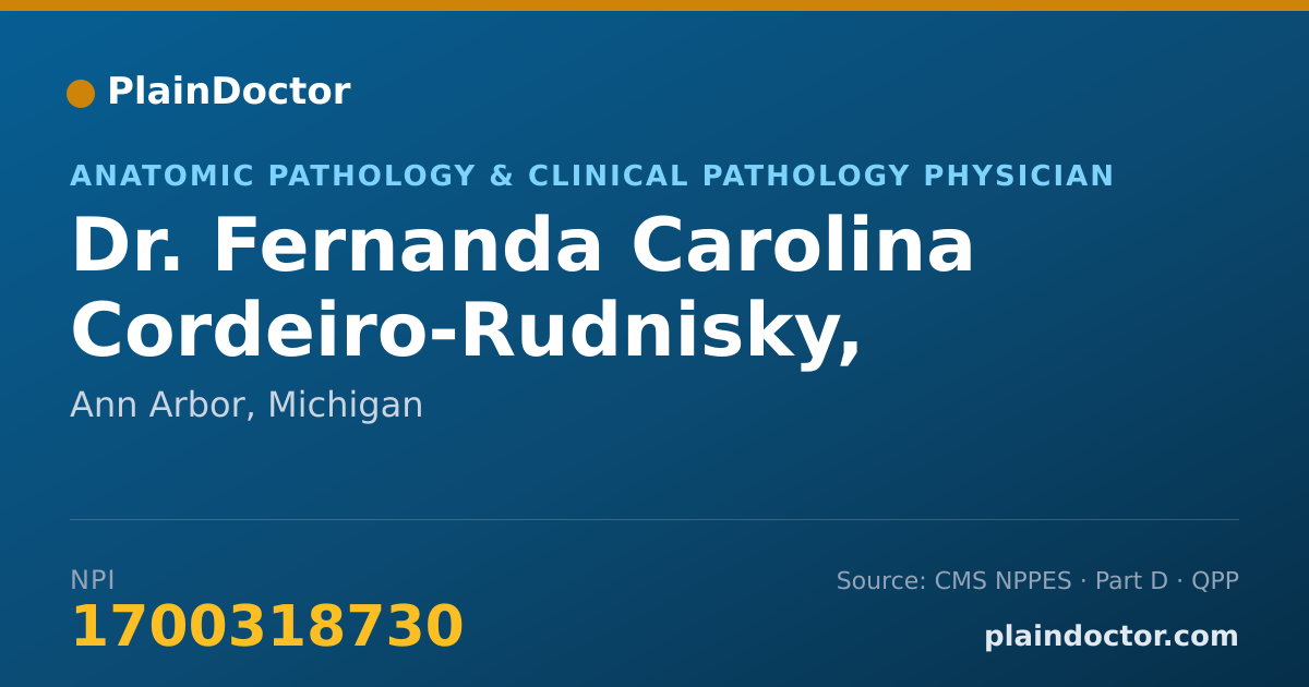 Shareable card for Fernanda Carolina Cordeiro-Rudnisky, M.D. - Anatomic Pathology & Clinical Pathology Physician, Ann Arbor, MI