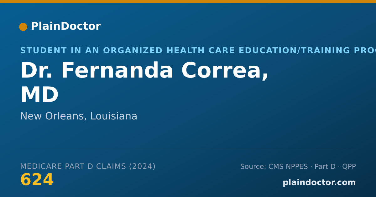Shareable card for Fernanda Correa, MD - Student in an Organized Health Care Education/Training Program, New Orleans, LA
