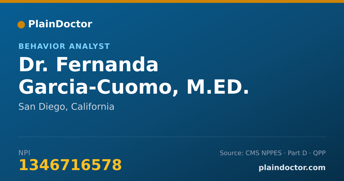 Shareable card for Fernanda Garcia-Cuomo, M.ED. - Behavior Analyst, San Diego, CA