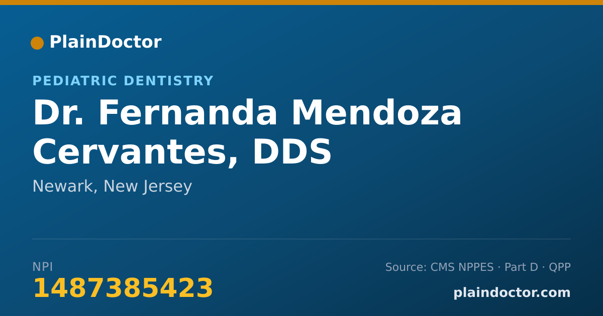 Shareable card for Fernanda Mendoza Cervantes, DDS - Pediatric Dentistry, Newark, NJ