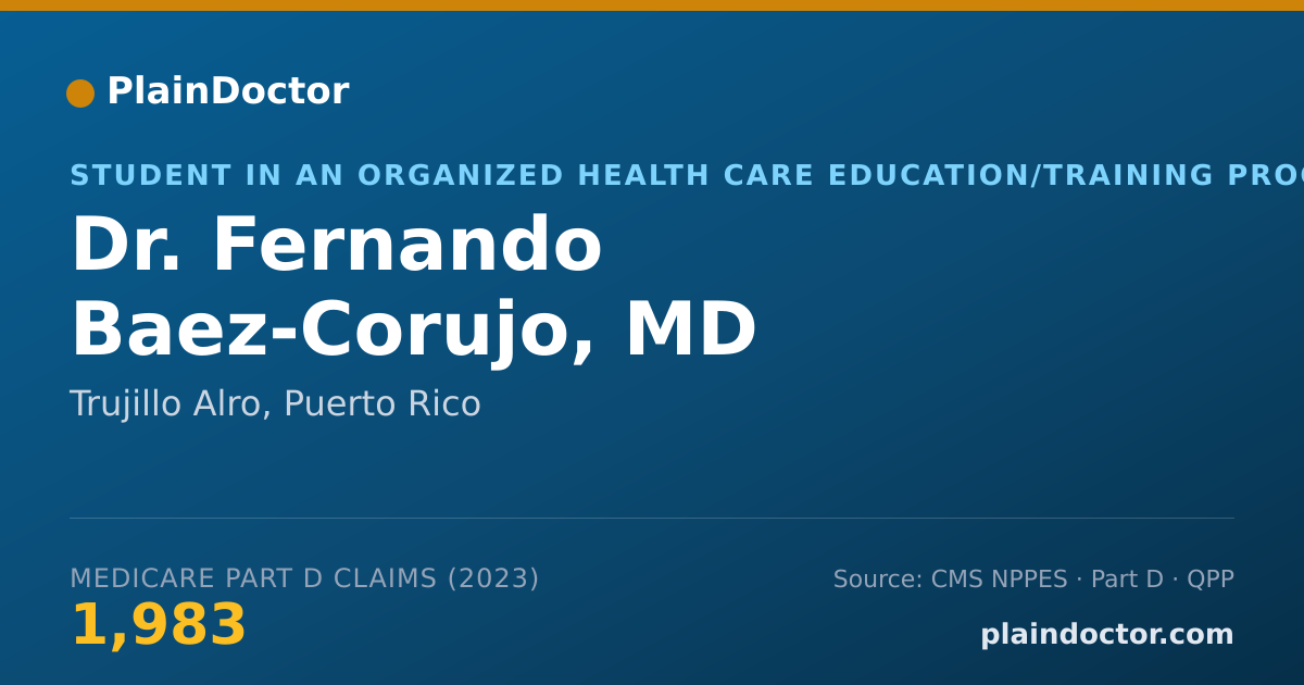 Shareable card for Fernando Baez-Corujo, MD - Student in an Organized Health Care Education/Training Program, Trujillo Alro, PR