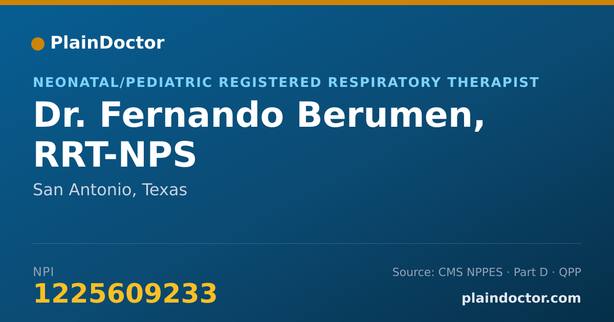 Shareable card for Fernando Berumen, RRT-NPS - Neonatal/Pediatric Registered Respiratory Therapist, San Antonio, TX