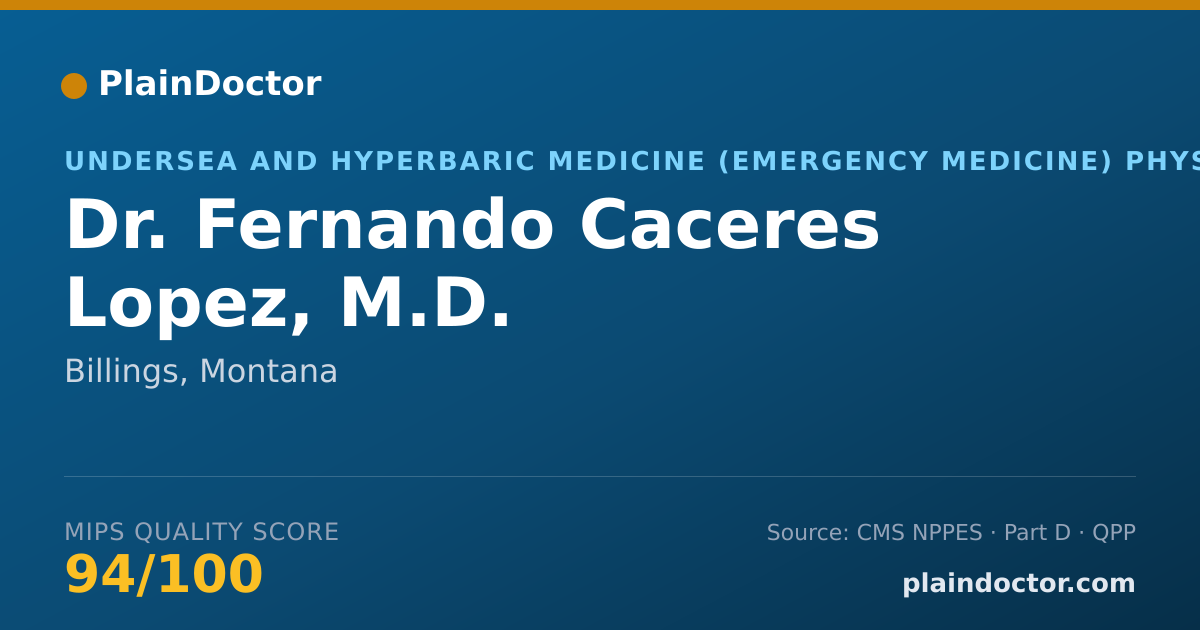 Shareable card for Fernando Caceres Lopez, M.D. - Undersea and Hyperbaric Medicine (Emergency Medicine) Physician, Billings, MT