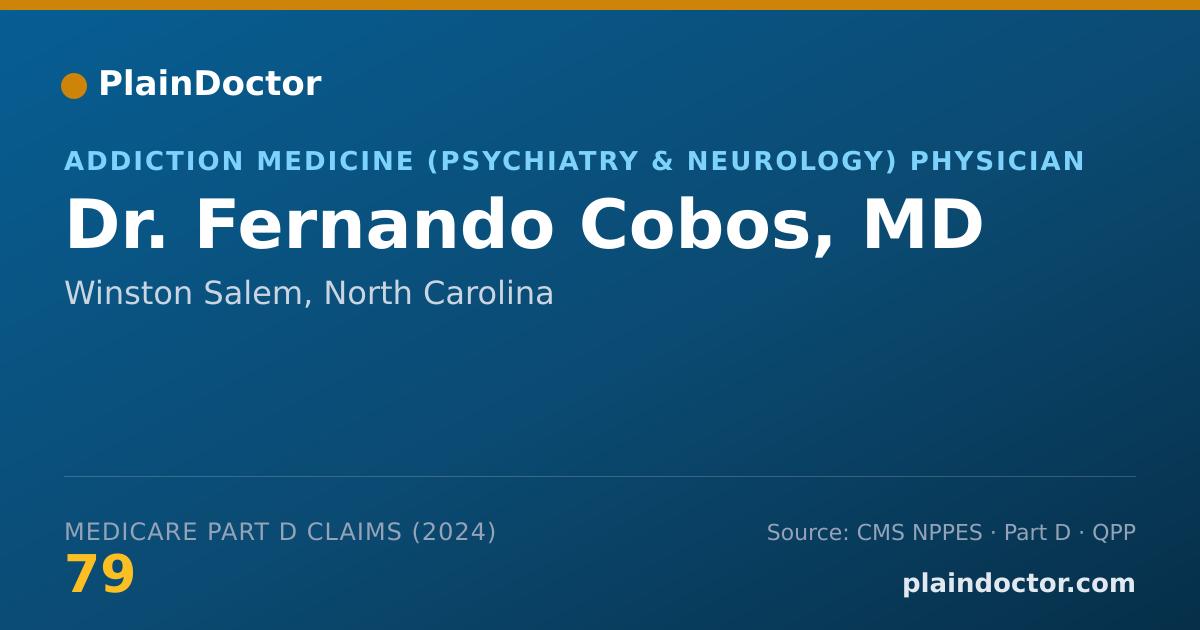 Shareable card for Fernando Cobos, MD - Addiction Medicine (Psychiatry & Neurology) Physician, Winston Salem, NC