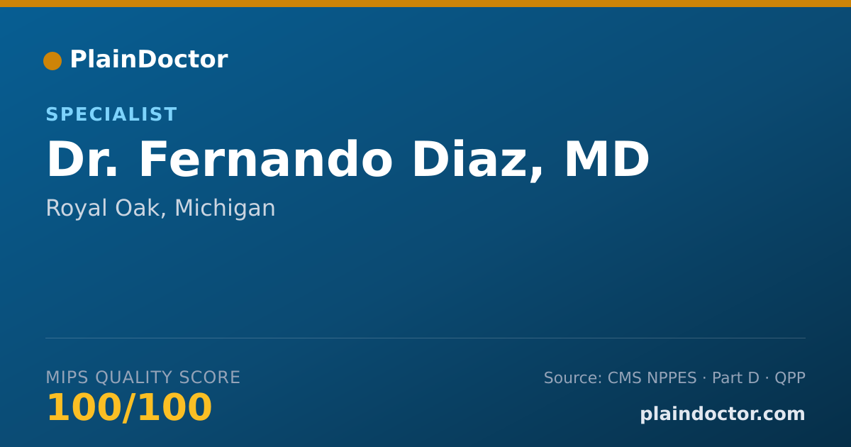 Shareable card for Fernando Diaz, MD - Neurological Surgery Physician, Royal Oak, MI