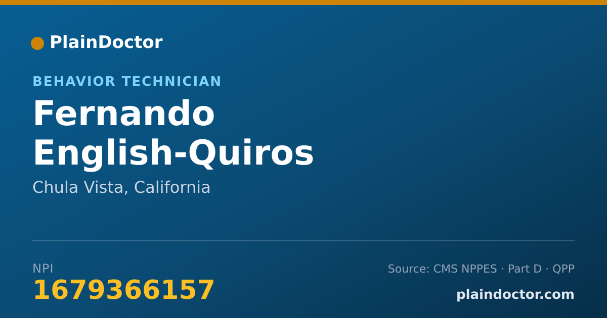 Shareable card for Fernando English-Quiros - Behavior Technician, Chula Vista, CA