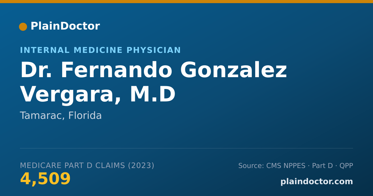 Shareable card for Fernando Gonzalez Vergara, M.D - Internal Medicine Physician, Tamarac, FL