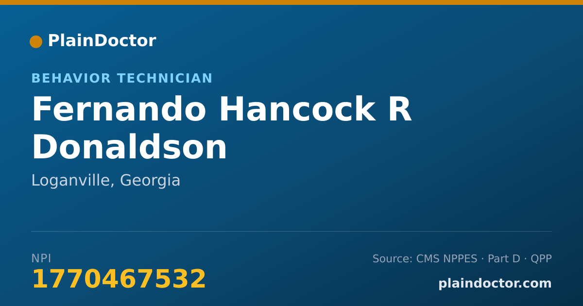 Shareable card for Fernando Hancock R Donaldson - Behavior Technician, Loganville, GA