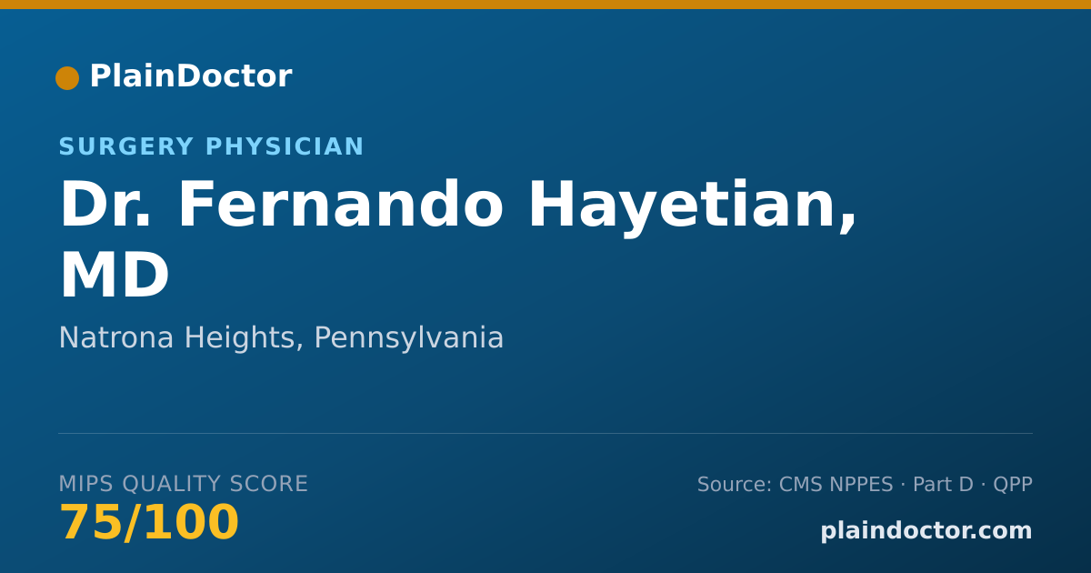 Shareable card for Fernando Hayetian, MD - Surgery Physician, Natrona Heights, PA